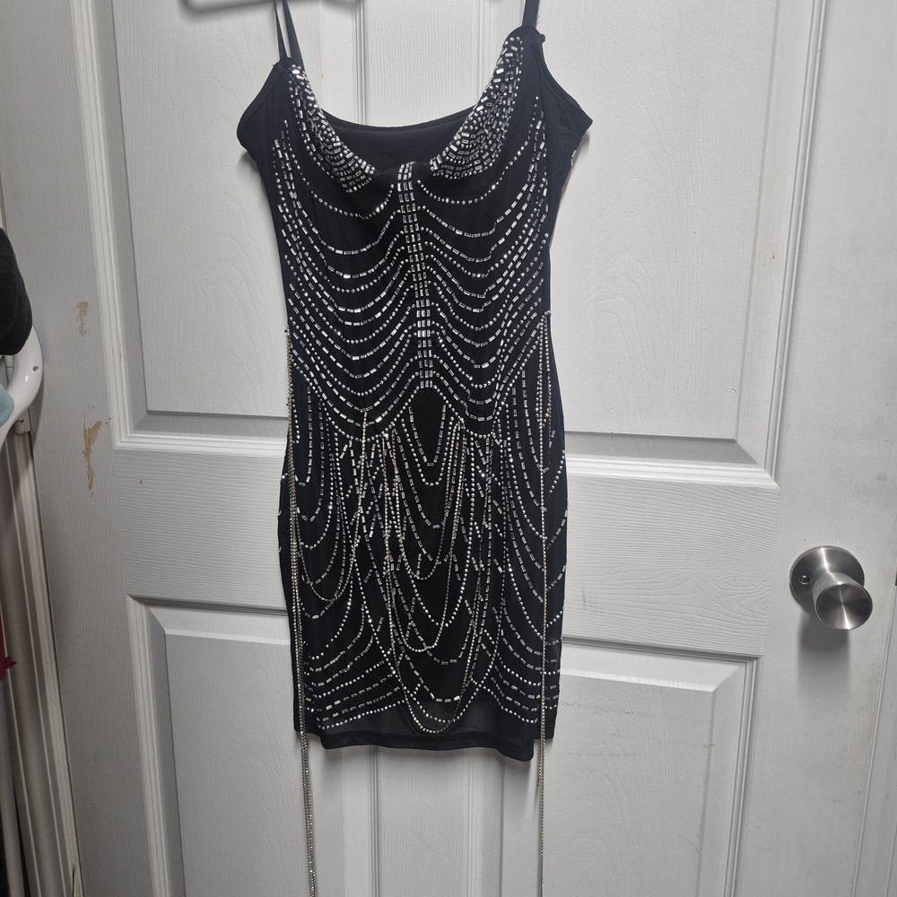 Elegant Black Beaded Dress
